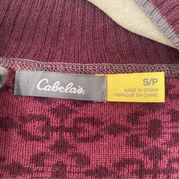 Cabela’s size Small Merino Acrylic Purple Fair Isle Full Zip Up Cardigan - Picture 7 of 11